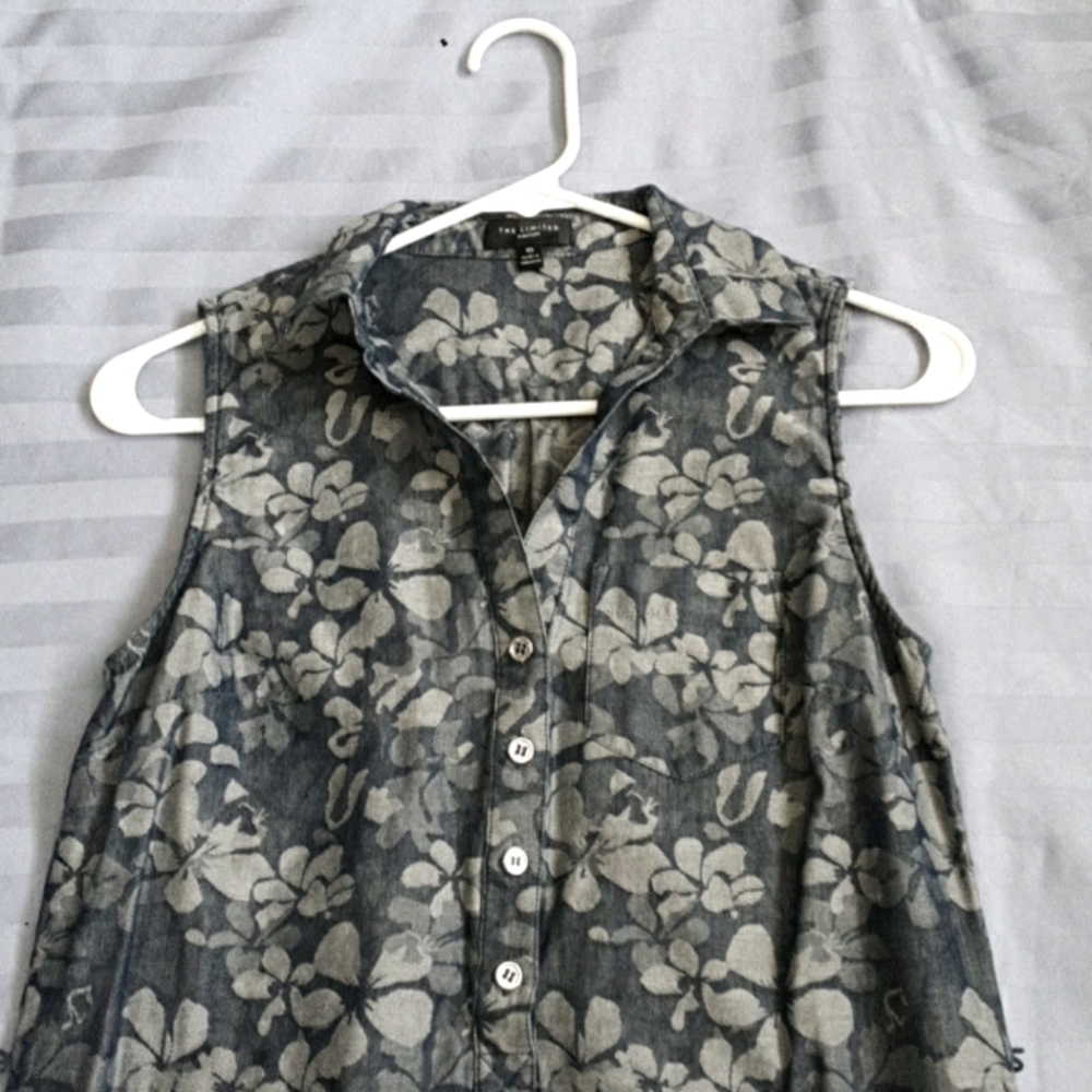 Chambray floral shirt dress